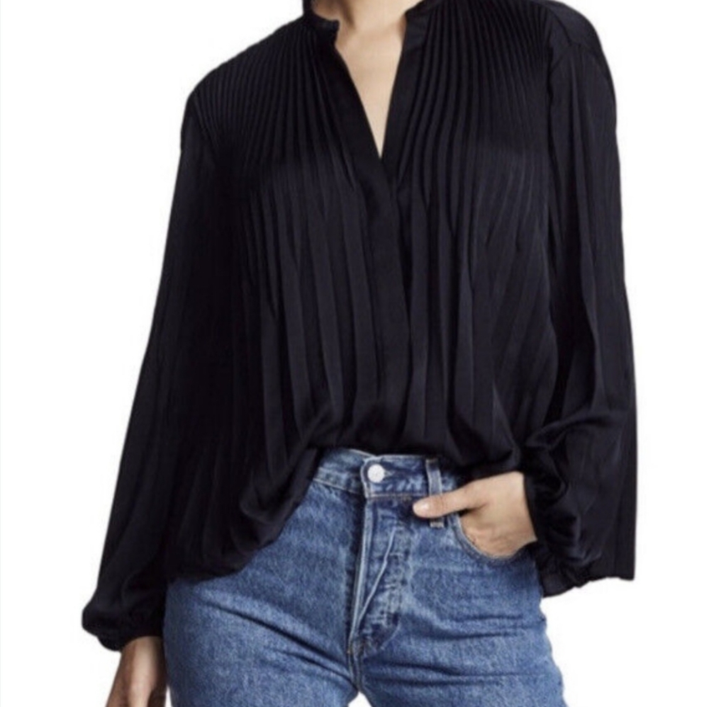 Vince Black Pleated Top Size M